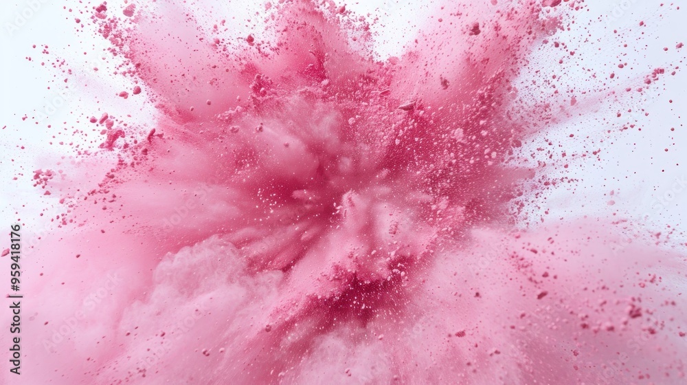 Pink powder explosion on white background Pink powder explosion on white background