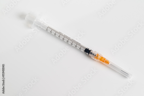 A sterile syringe of 1 ml of a 25 gauge used for injection   photo