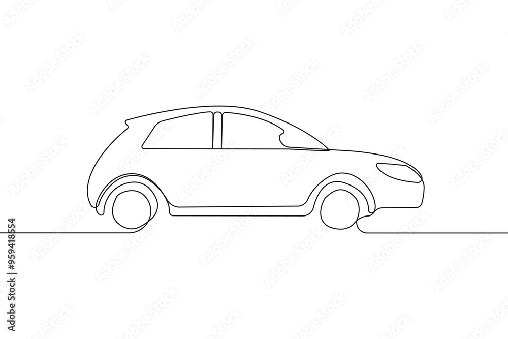 Hand-drawn car continuous line art drawing. Vector illustration Hand-drawn car continuous line art drawing. Vector illustration