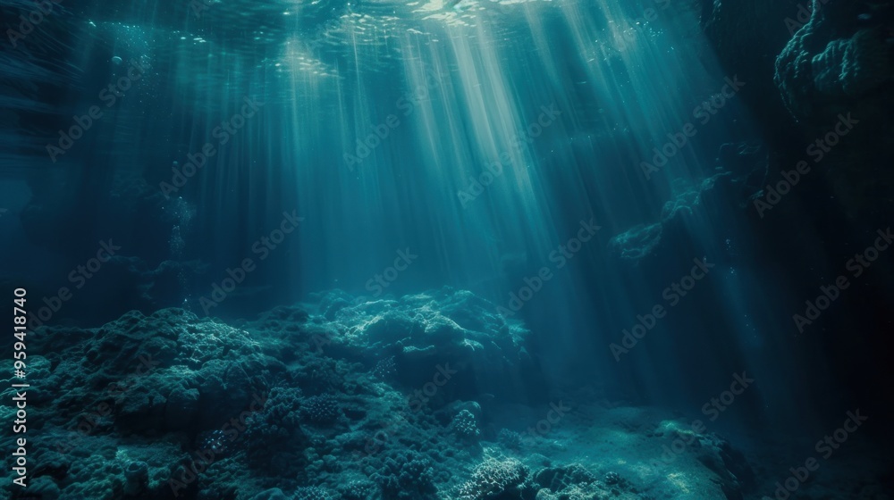 Obraz premium Sunlight Beams Through Ocean Depths