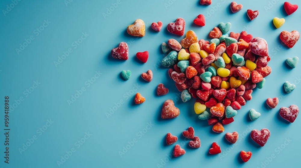 Heart Candy on blue background Heart Candy on blue background