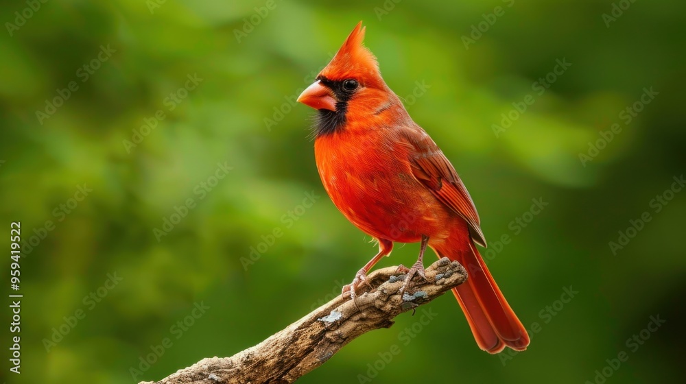 Close-up of a Vibrant Northern Cardinal Perched on a Branch Close-up of a Vibrant Northern Cardinal Perched on a Branch