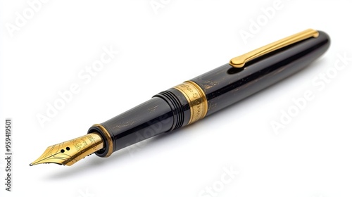 Wallpaper Mural Black and Gold Fountain Pen on a White Background Torontodigital.ca