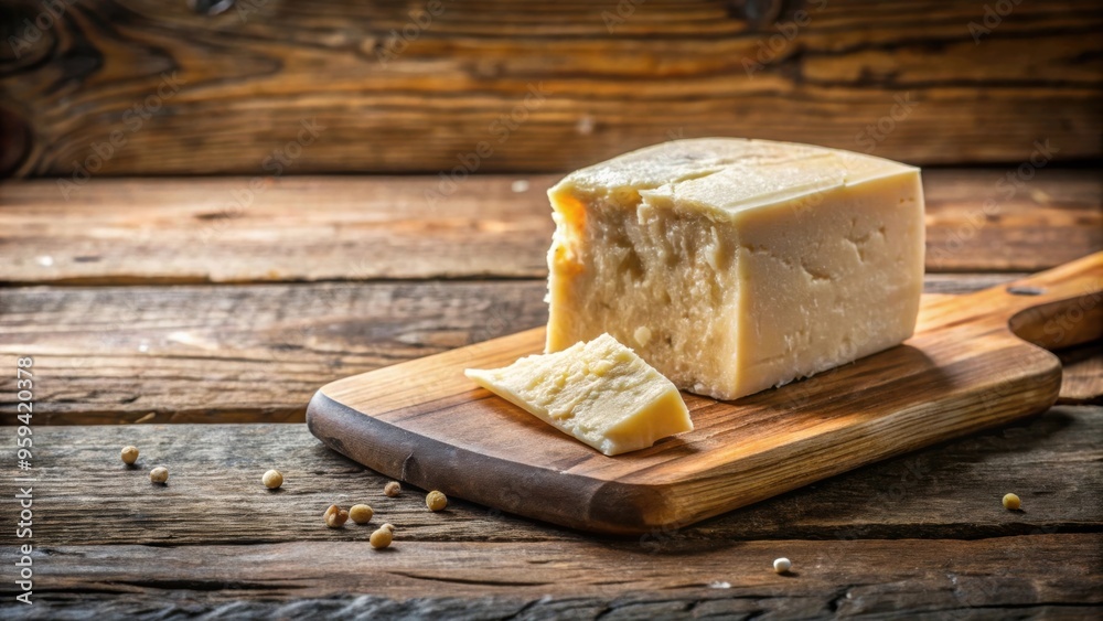 Creamy block of formaggio on a rustic wooden board , cheese, formaggio, dairy, Italian, food, gourmet, delicacy, appetizer Creamy block of formaggio on a rustic wooden board , cheese, formaggio, dairy, Italian, food, gourmet, delicacy, appetizer