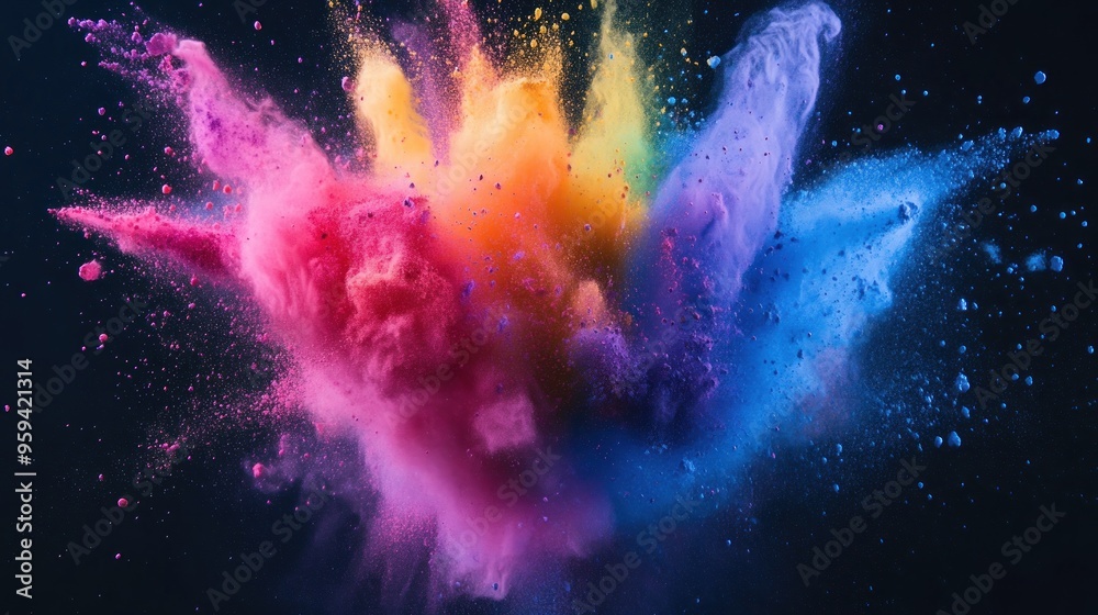 Explosion of multicolored paint on dark background Explosion of multicolored paint on dark background