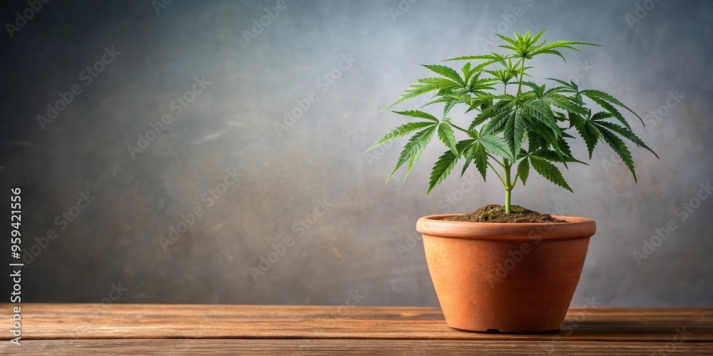 Hemp plant growing in a decorative pot, hemp, plant, pot, agriculture, organic, natural, alternative, sustainable, growth Hemp plant growing in a decorative pot, hemp, plant, pot, agriculture, organic, natural, alternative, sustainable, growth