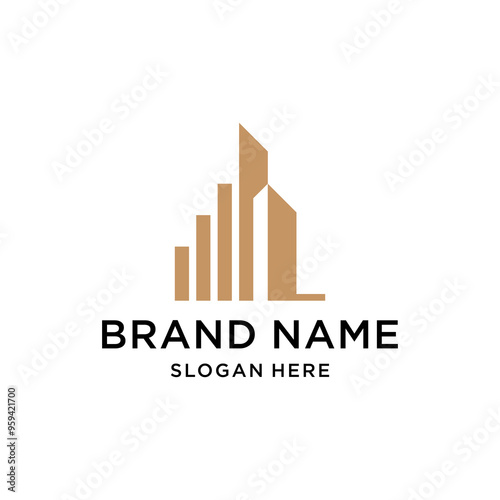 Golden Real estate building and financial logo design inspiration