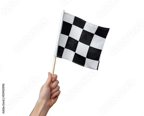 hand holding Racing flag  photo