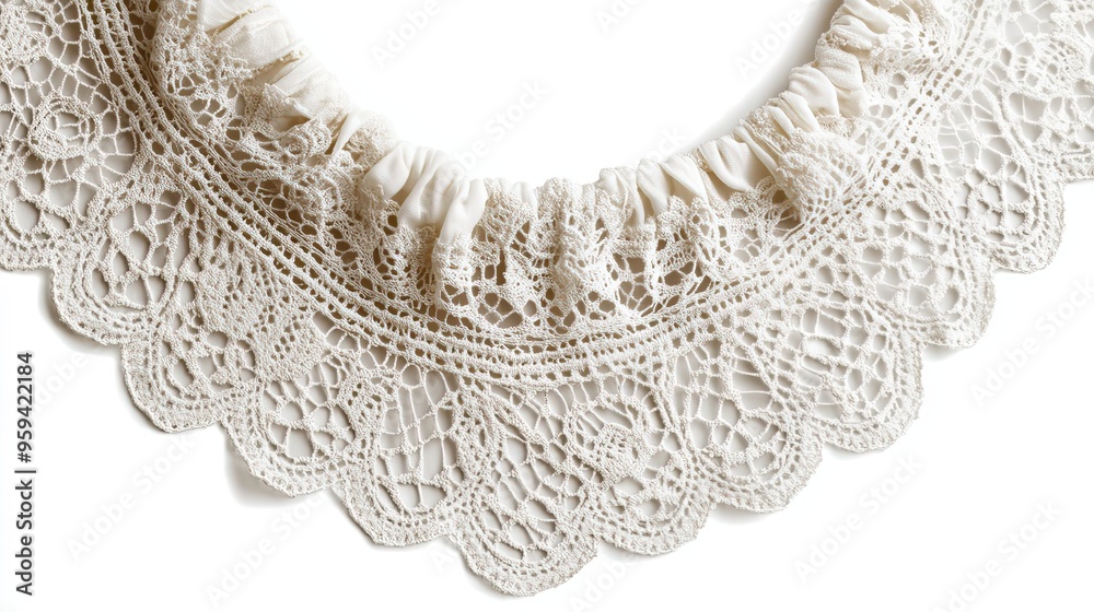 Fototapeta premium Close-up of delicate white crocheted lace trim