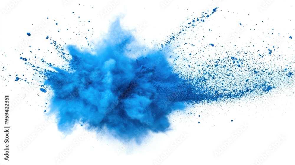 blue color powder explosion on white background. blue color powder explosion on white background.