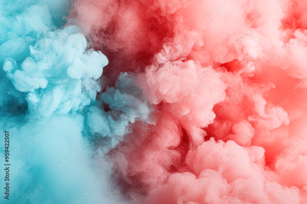 Fototapeta premium The smoke is blue and red