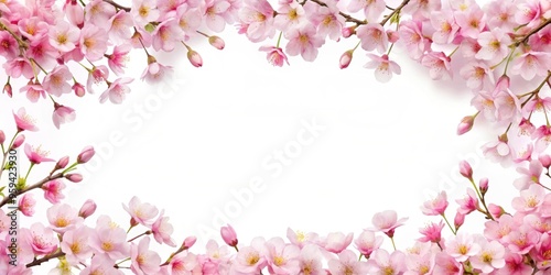 Wallpaper Mural Cherry blossom border on a white background, cherry blossom, border, floral, pink, spring, nature, decoration, background Torontodigital.ca