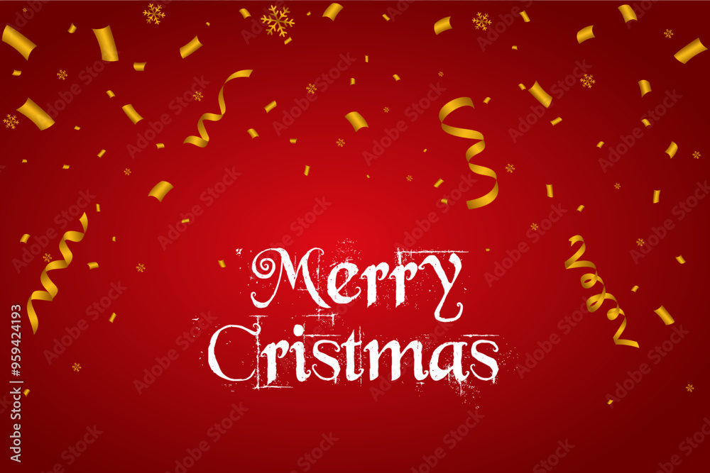 Naklejka premium christmas confetti snowflake with red background vector free