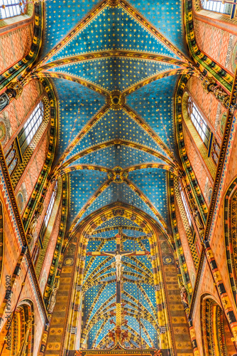 St. Mary's Basilica, Krakow, Poland. Built first in 1300's and the interior in 1700's photo