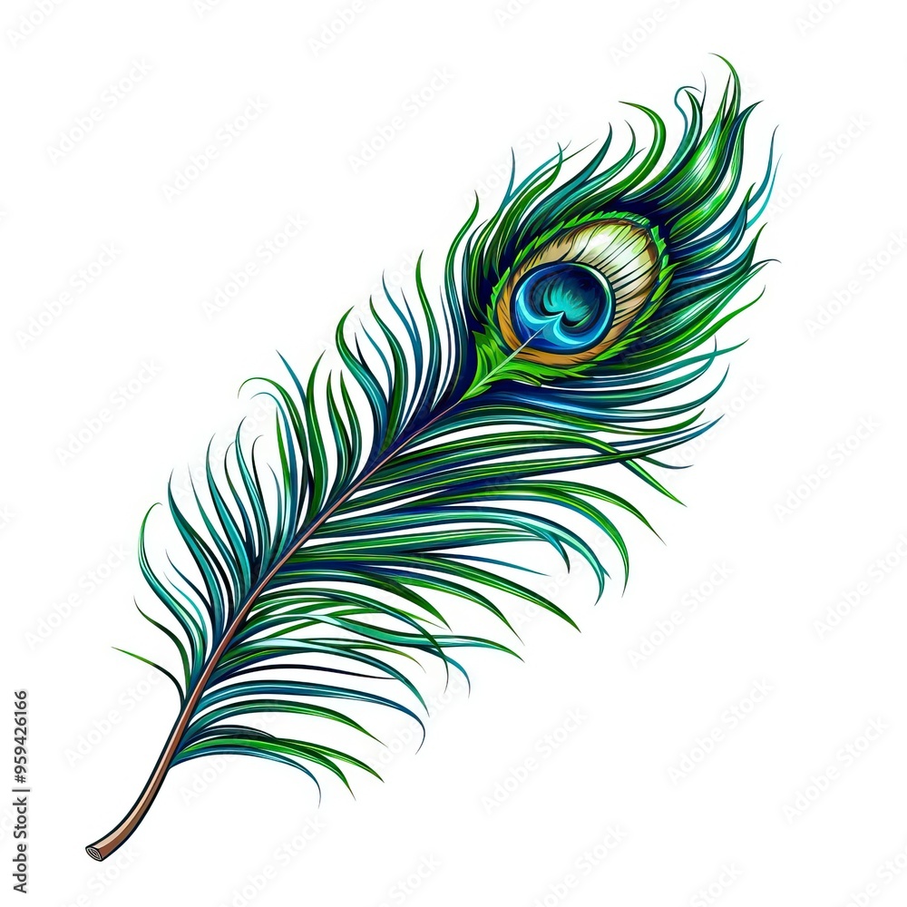 Peacock feather on a white background. Vector Illustration
Peacock feather on a white background. Vector Illustration