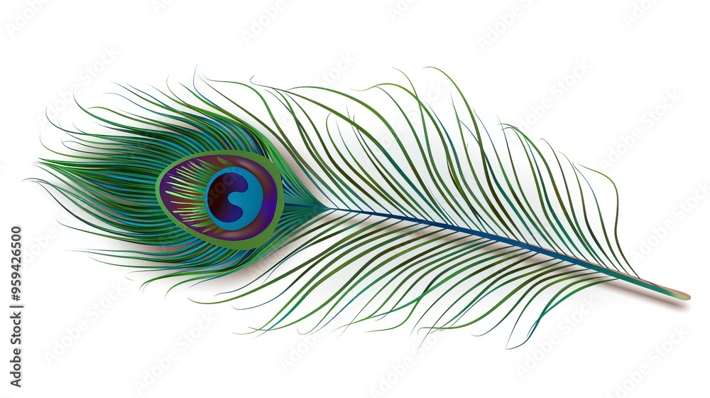 custom made wallpaper toronto digitalPeacock feather on a white background. Vector Illustration