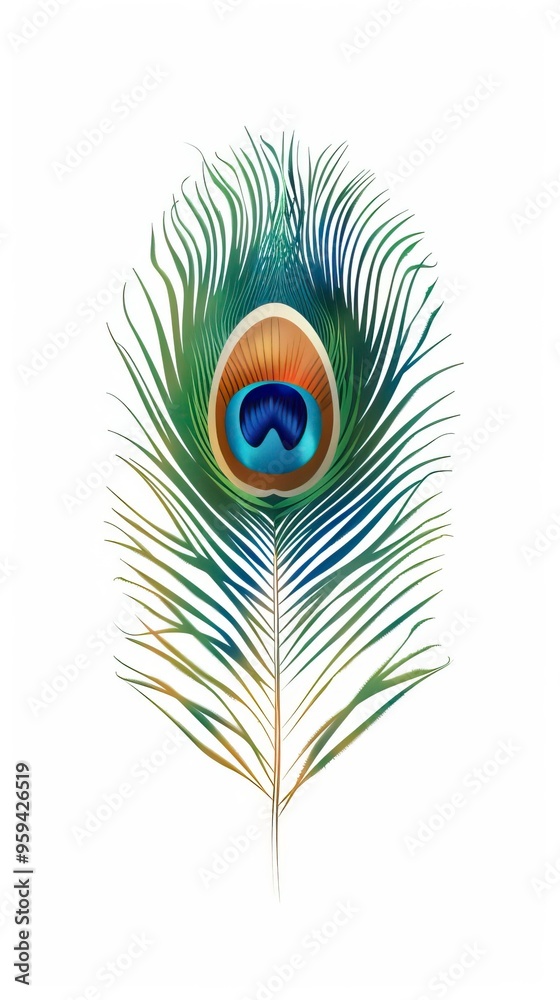 Obraz premium Peacock feather on a white background. Vector Illustration