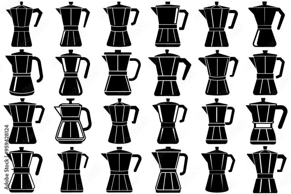 A set of black Coffee Maker silhouettes