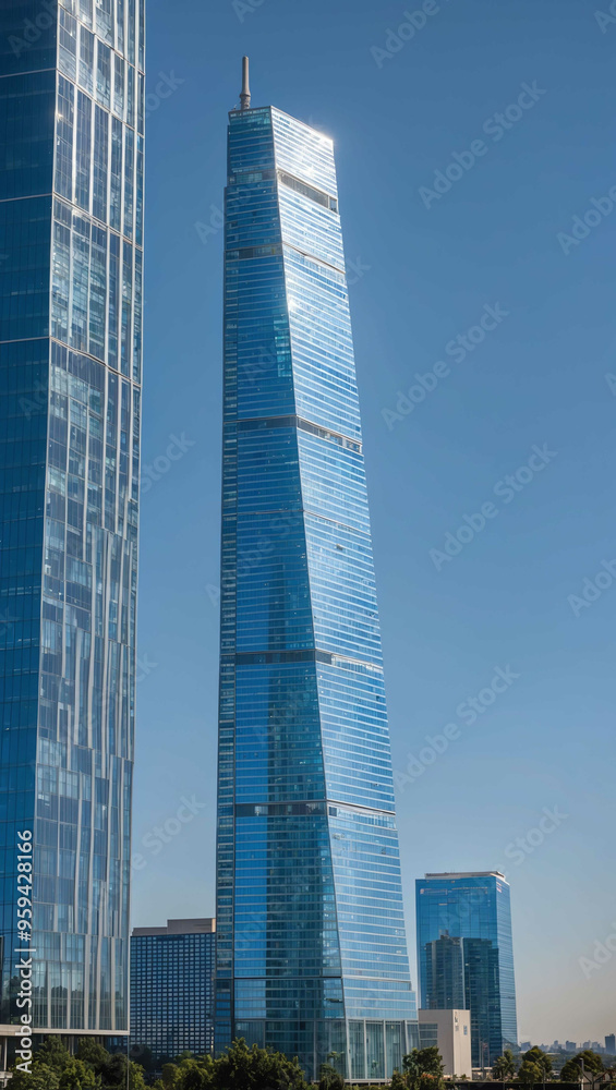Naklejka premium hot day shimmering glass towers background art design backdrop
