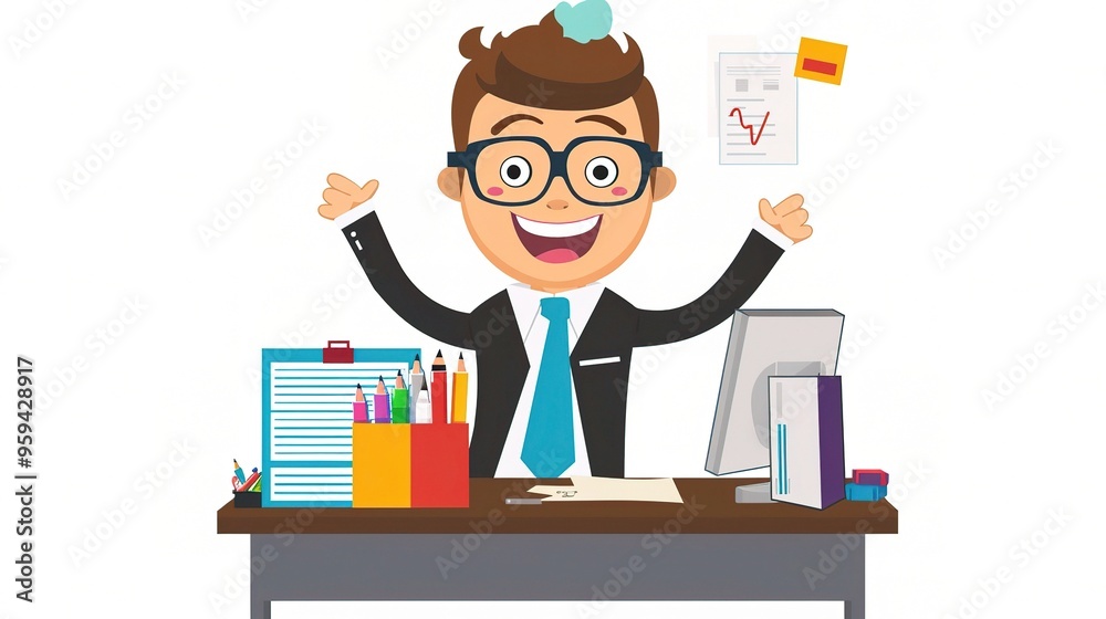 Stunning Office Cartoon Character: A Fun and Lively Workplace Visual. Showcasing Creativity and Energy. Stunning Office Cartoon Character: A Fun and Lively Workplace Visual. Showcasing Creativity and Energy.