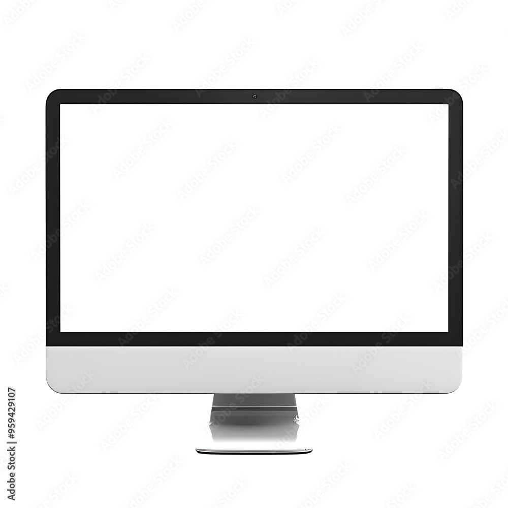 Modern Desktop Computer with Blank White Screen Modern Desktop Computer with Blank White Screen
