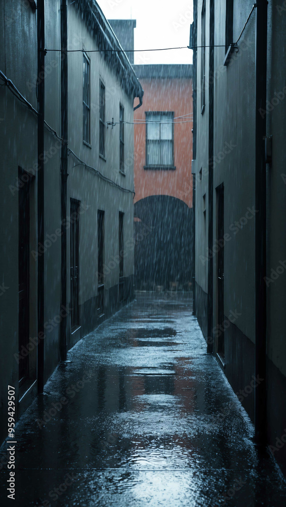 rain falling softly in quiet alley background art design backdrop rain falling softly in quiet alley background art design backdrop