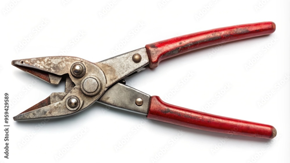 Sheet metal tin snips isolated on white background, with handmade clipping path , industrial, tools, equipment Sheet metal tin snips isolated on white background, with handmade clipping path , industrial, tools, equipment