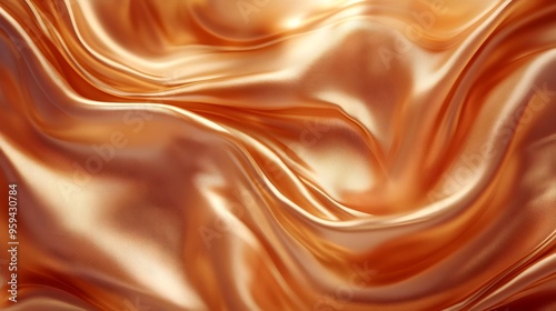 Wallpaper Mural Caramel colored Flowing Silk Fabric   3D Rendered Liquid Caramel Textile and Fashion Concept Torontodigital.ca