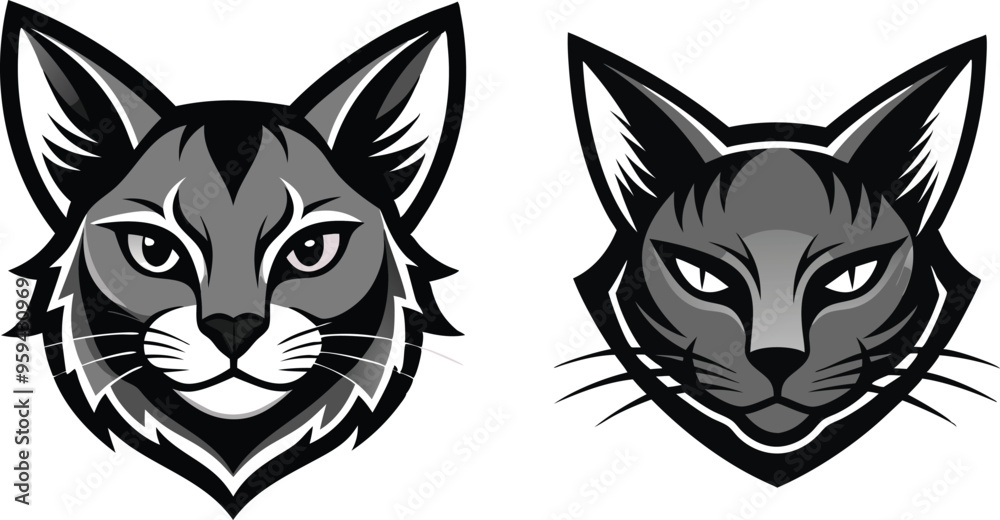 Fototapeta premium cat head silhouette vector illustration 