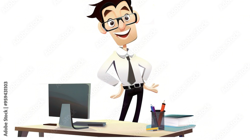 Stunning Office Cartoon Character: A Fun and Lively Workplace Visual. Showcasing Creativity and Energy. Stunning Office Cartoon Character: A Fun and Lively Workplace Visual. Showcasing Creativity and Energy.