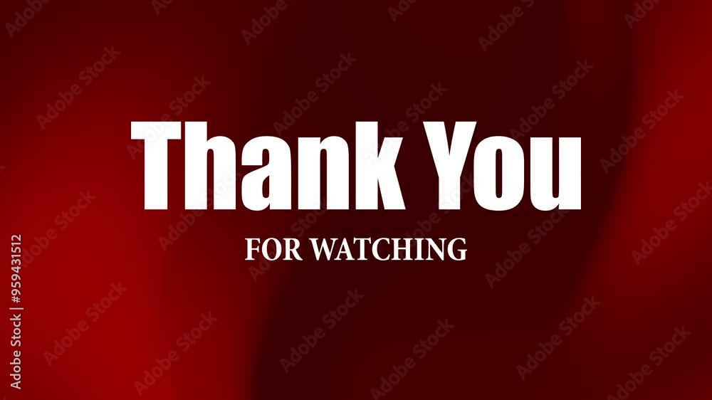 Red background with white thank you for watching text. Ideal for video outros and social media content to show appreciation.