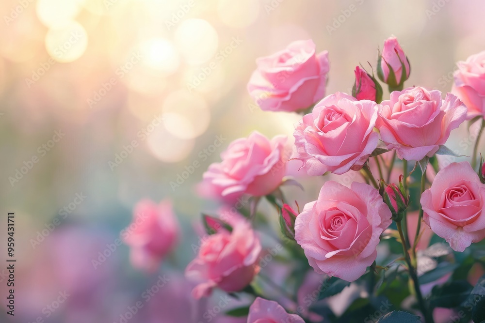 Close up photo of pink rose flowers with bokeh background. Close up photo of pink rose flowers with bokeh background.