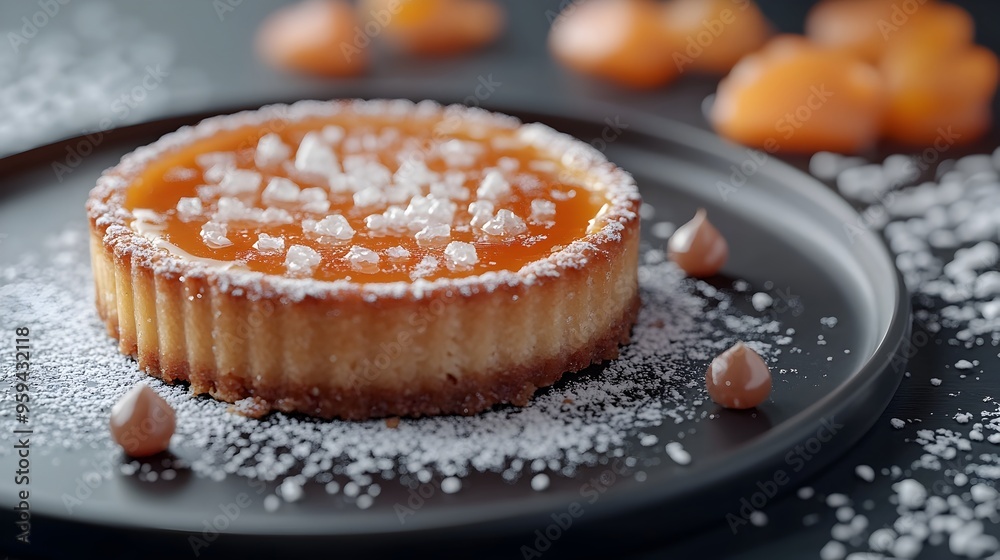 Meticulously Crafted Caramel and Sea Salt Tart with Captivating Textures and Alluring Presentation Meticulously Crafted Caramel and Sea Salt Tart with Captivating Textures and Alluring Presentation