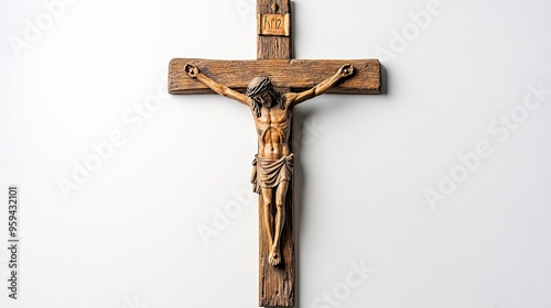 Wooden Crucifix with Jesus Christ Figurine photo