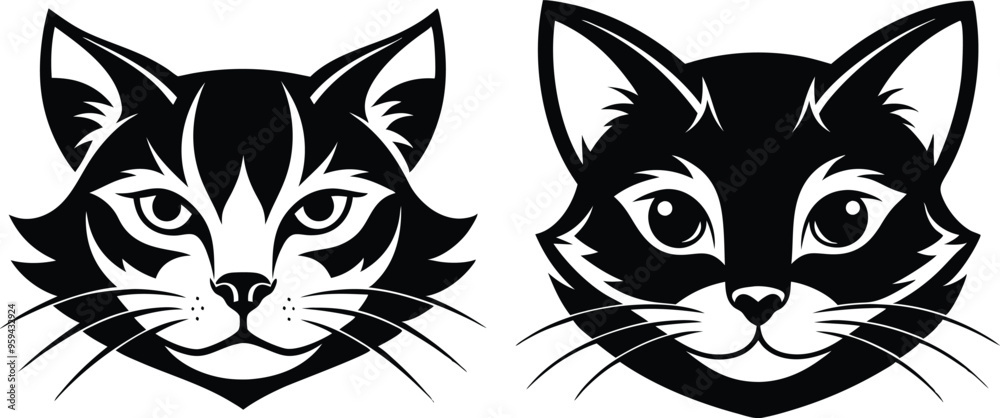 Obraz premium cat head silhouette vector illustration 