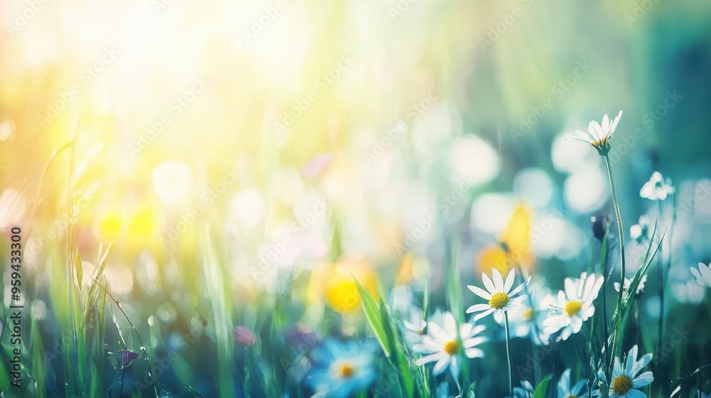 Summer Meadow with Daisies and Sunlight Summer Meadow with Daisies and Sunlight