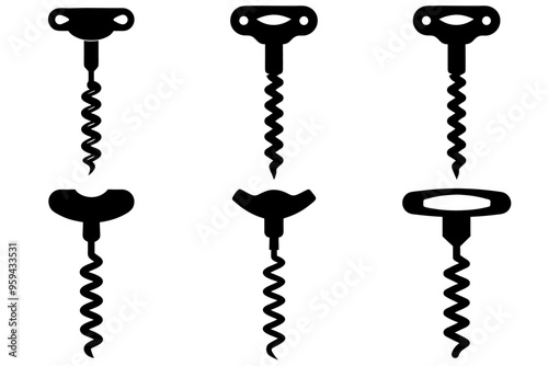 A set of black corkscrew silhouettes
