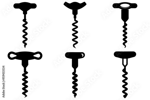 A set of black corkscrew silhouettes