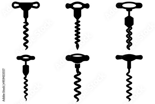 A set of black corkscrew silhouettes