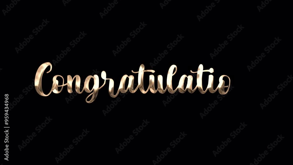 Congratulations text handwriting animation style on a transparent background. Suitable for celebrations, events and your other projects.	