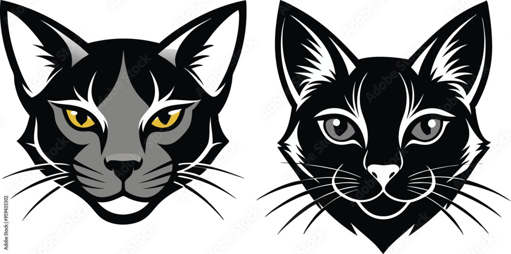 Obraz premium cat head silhouette vector illustration 