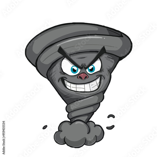 Angry Tornado with Hat and Eyes