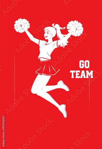 Cheerful Cheerleader Catching Pom-Pom