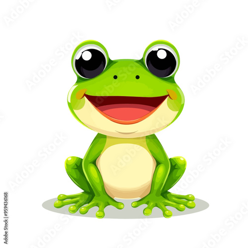 Cheerful Frog with Big Smile and Green Eyes photo