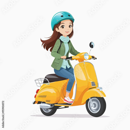 Cheerful Girl Riding Yellow