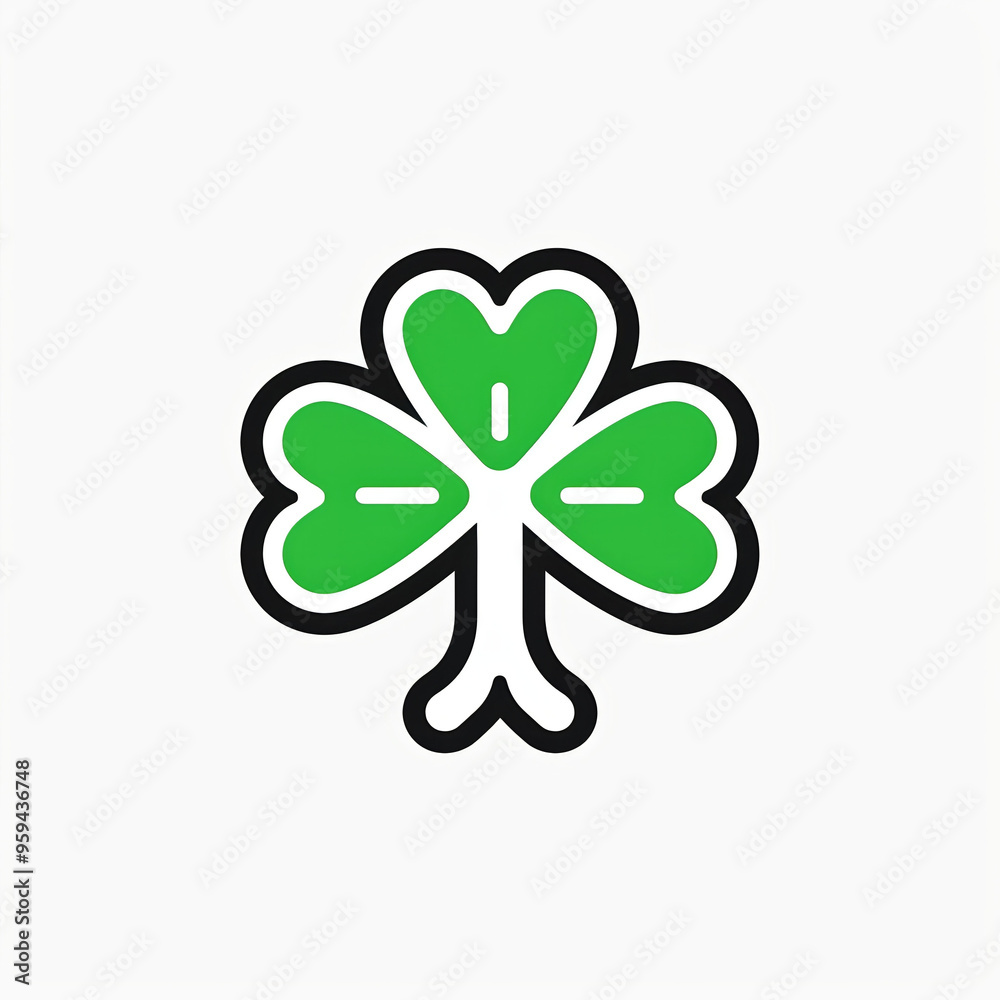 A bright green three-leaf clover is designed with clean lines, symbolizing luck and nature, perfect for decoration or thematic projects, St.Patrick's Day A bright green three-leaf clover is designed with clean lines, symbolizing luck and nature, perfect for decoration or thematic projects, St.Patrick's Day