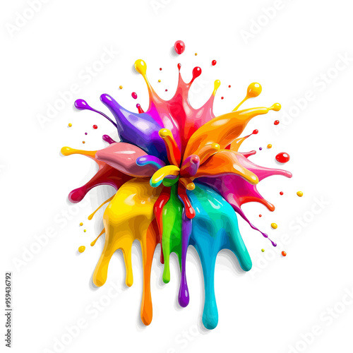 Colorful Artistic Explosion of Paint Drops