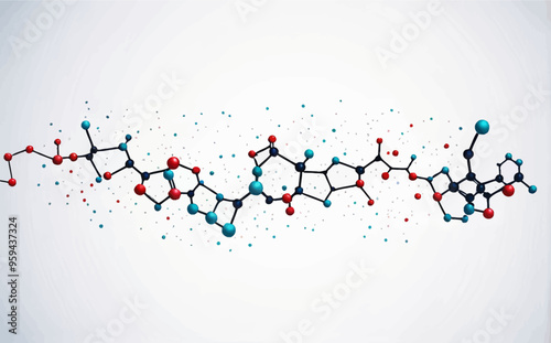 Detailed 3D Molecular Structure with Colorful Atoms and Bonds