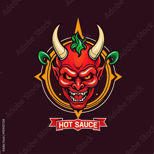 Fierce Demon Face with Hot Sauce Label