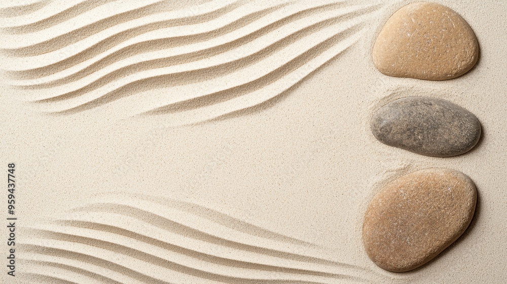 Zen Garden with Stones and Sand Ripples Zen Garden with Stones and Sand Ripples